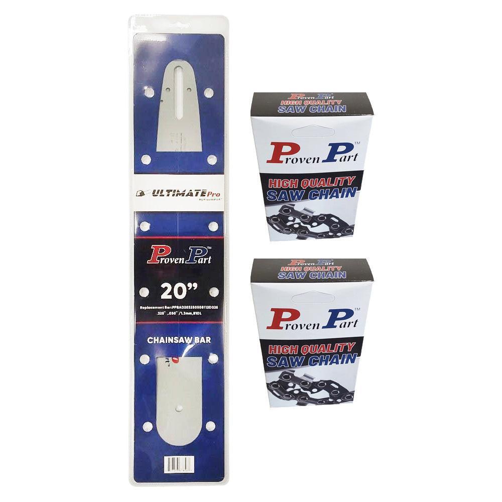 Proven Part 20" Guide Bar And 2 Pack Full Chisel Chain .325" .050" 81DL Fits Stihl 3003 008 3321