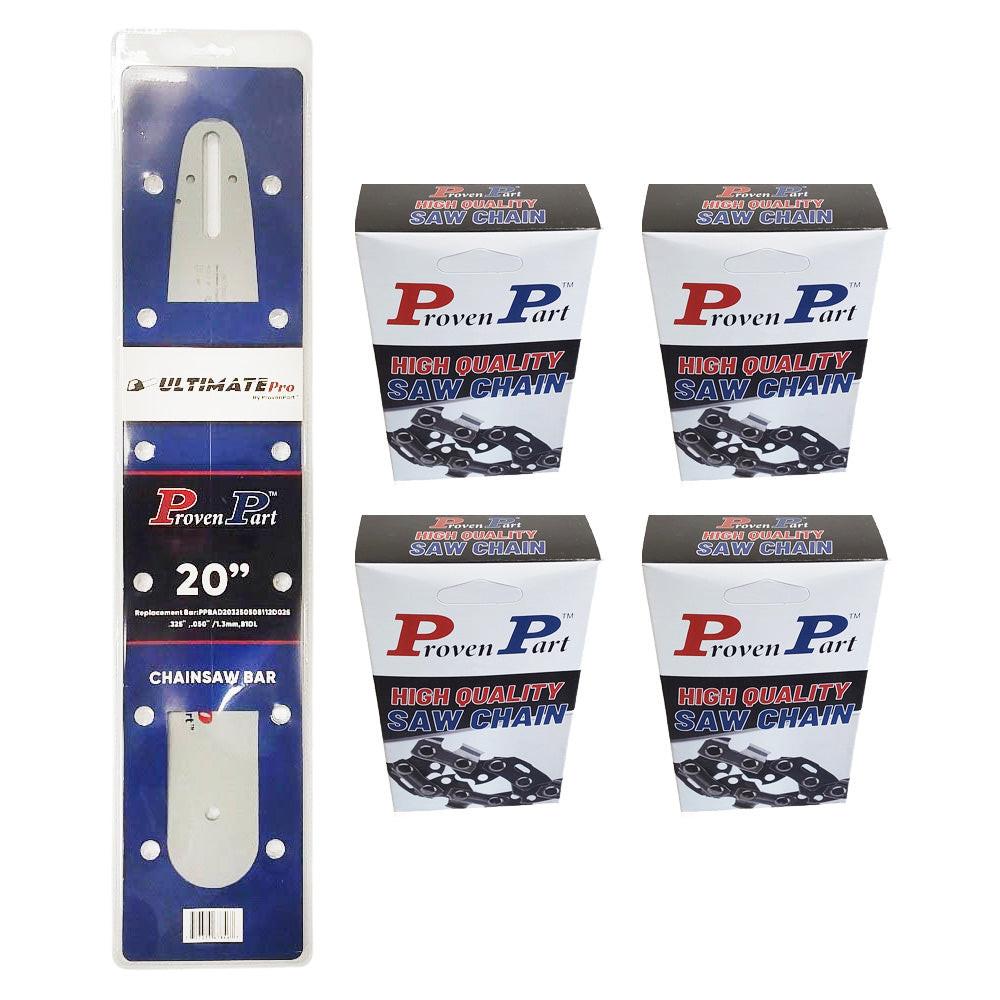 Proven Part 20In Bar and 4 Chains .325 .050 81DL Fits Stihl MS261, MS271, MS291, MS362, and MS391 30030083321