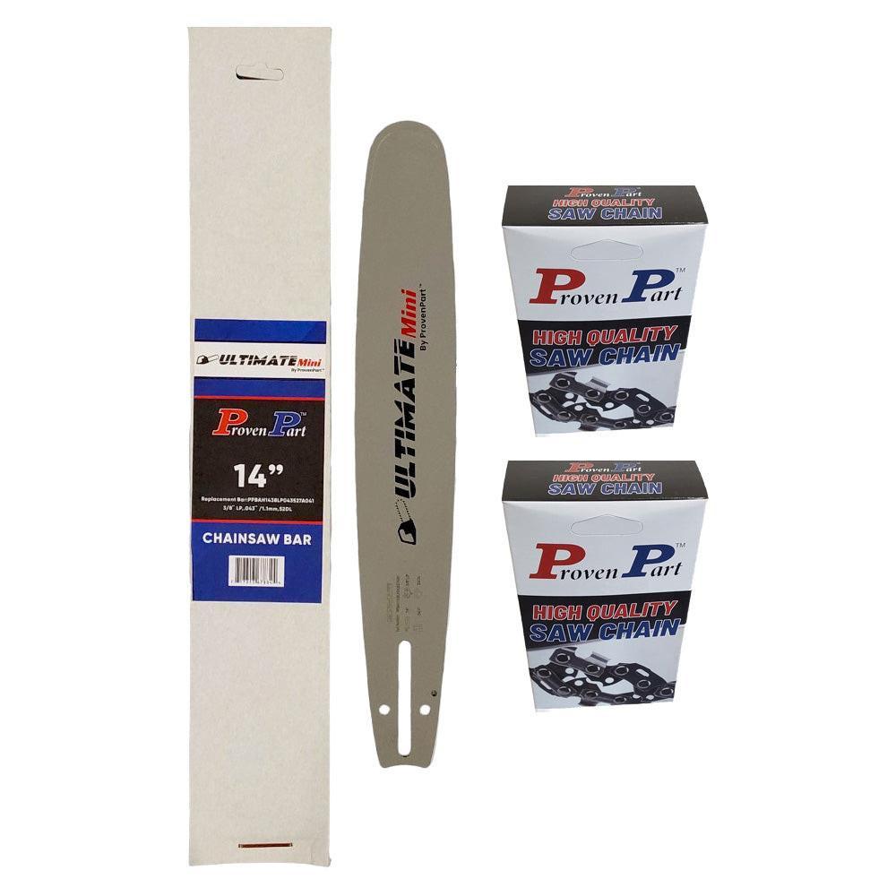 Proven Part 14In Bar and 2 Chains 3/8LP .043 52DL Fits Dolmar 100, 101, 102, 103, 104, 105, 106, 108, ES-161 DOP144MLEA041DO