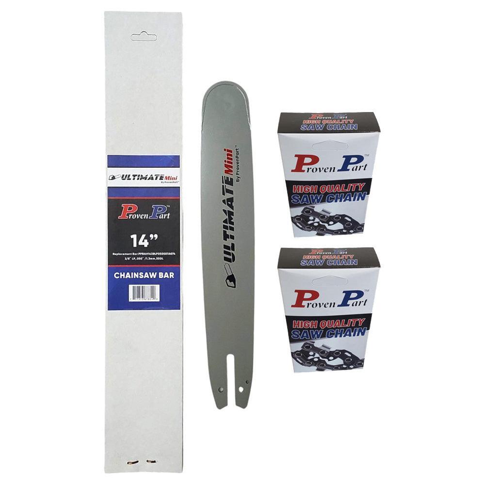 Proven Part 14In Bar and 2 Chains 3/8LP .050 50DL Fits Stihl MS170, MS180, MS210, MS211, 009–025 30050004809, 140SDEA074
