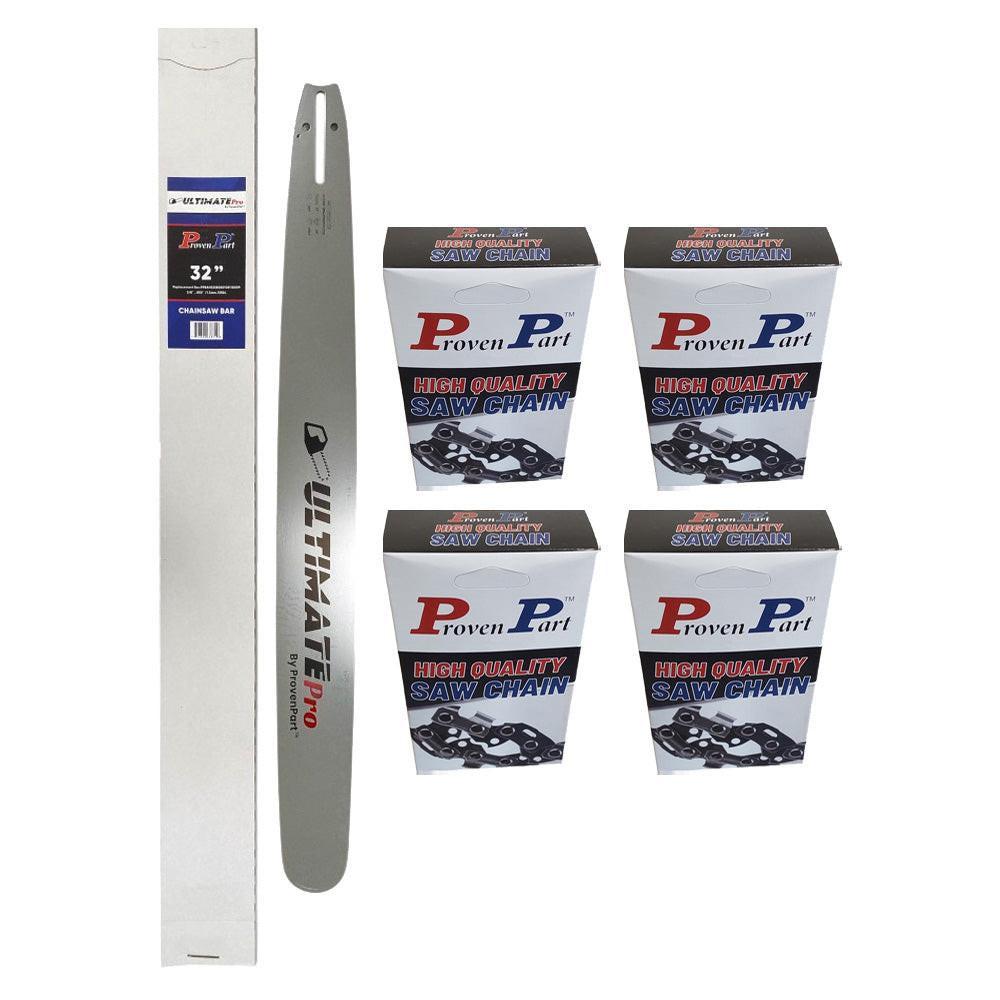 Proven Part 32In Bar and 4 Chains 3/8 .050 105DL For Dolmar PS-6400, PS-6400H, PS-6400W, PS-7300, PS-7300H 320RNDD009, 608000053, HT-380-105