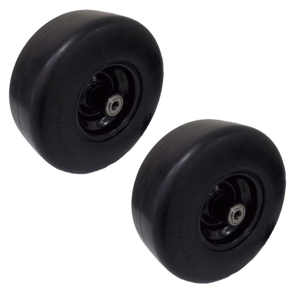 Proven Part 2 Pack 11X4-5 Black Rim Front Solid Puncture Proof Smooth Tires Compatible With Stander B 72460040 No-Flat and 4169567 Includers Bearings 77410036