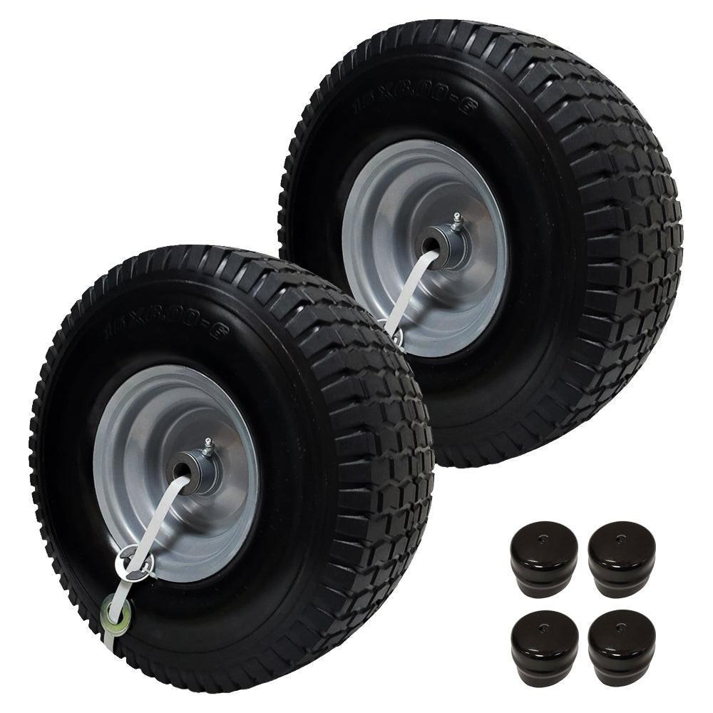 Proven Part 2-Pack No-Flat Foam Front Tire and Rim 15x6-6 For Craftsman For MTD For Cub Cadet