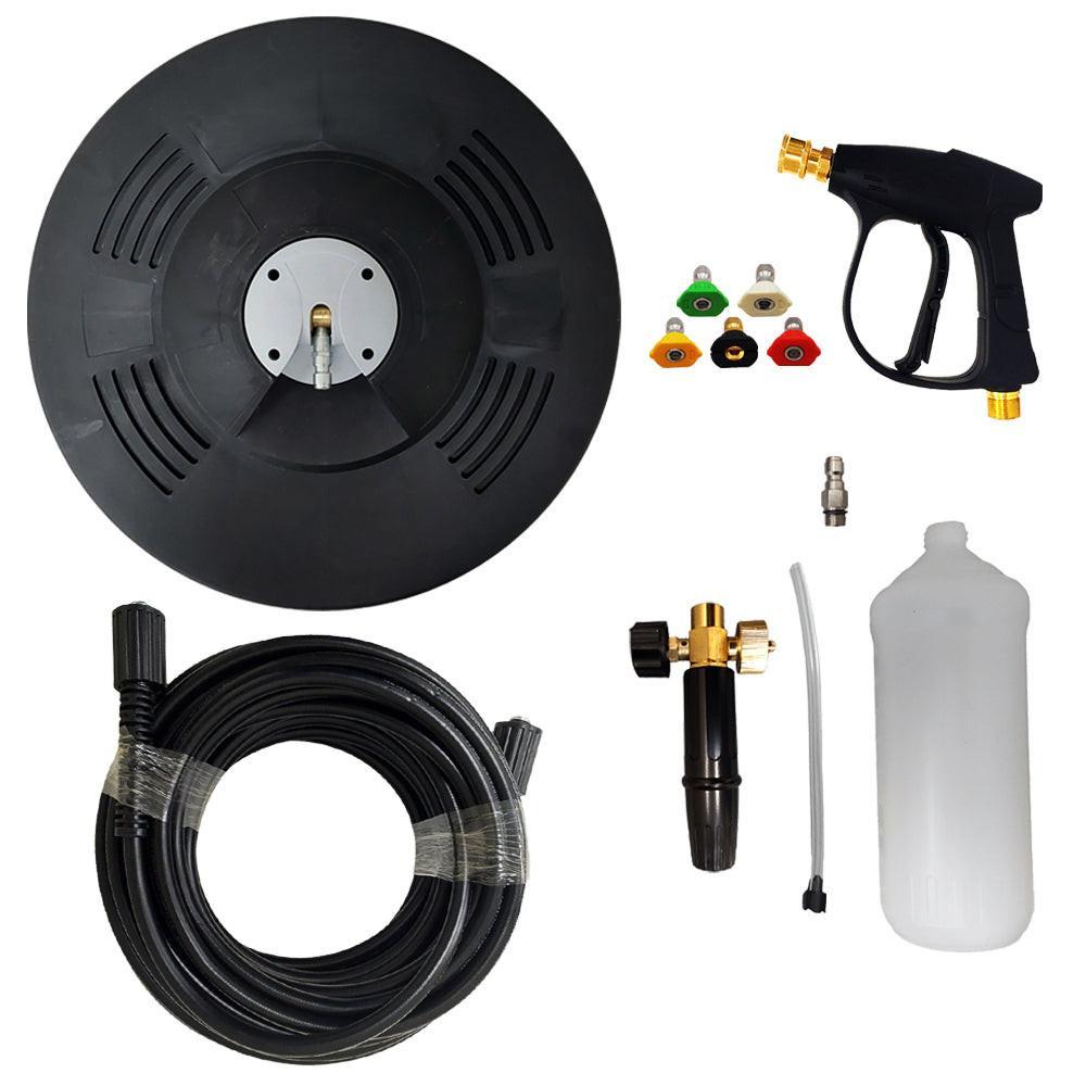 Proven Part Pressure Washer Gun M22 Female With 1/4" Female Quick Connector, 5 Tips and Foam Applicator, 15" Surface Cleaner and 50' 1/4" Hose M22xM22