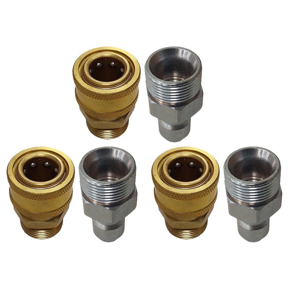 Proven Part Screw-Type DisConnect 3/8" Female-M22 Brass and Quick Connect Coupler Plug 3/8" Steel Plug X M22 Male Threads