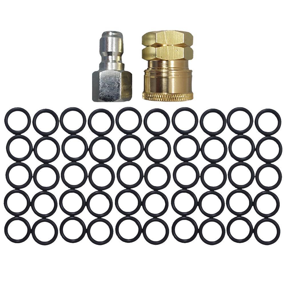 Proven Part 50 PK 3/8" High Temperature O-Rings With Quick Connect To 3/8" Female Plug and 3/8" Female Stainless