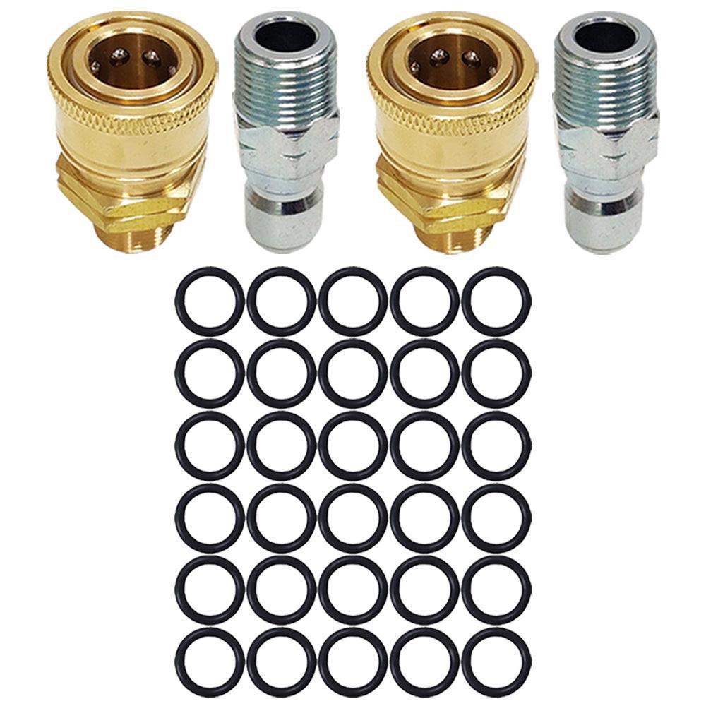 Proven Part 2 PK 3/8" Male Quick Connect Plug, 2 PK 3/8" Quick Connect to 3/8" MNPT, 30 O-Rings 3/8" High Temperature 450°F
