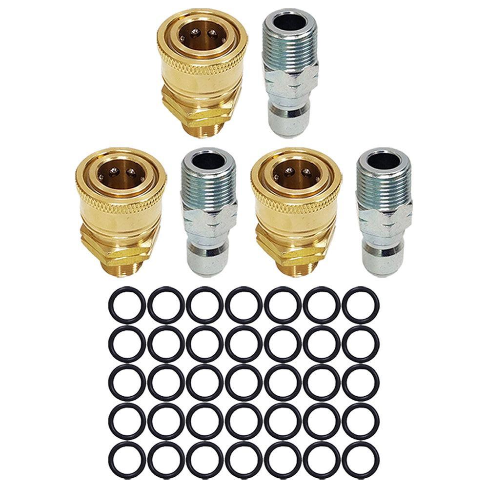 Proven Part 3 PK 3/8" Male Quick Connect Plug, 3 PK 3/8" Quick Connect to 3/8" MNPT, 35 O-Rings 3/8" High Temperature 450°F