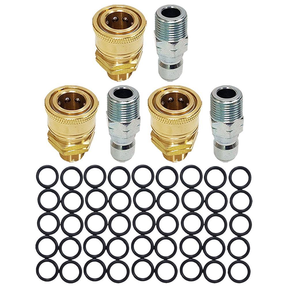 Proven Part 3 PK 3/8" Male Quick Connect Plug, 3 PK 3/8" Quick Connect to 3/8" MNPT, 45 PK 3/8" High Temperature 450°F O-Rings Quick Connect Repair