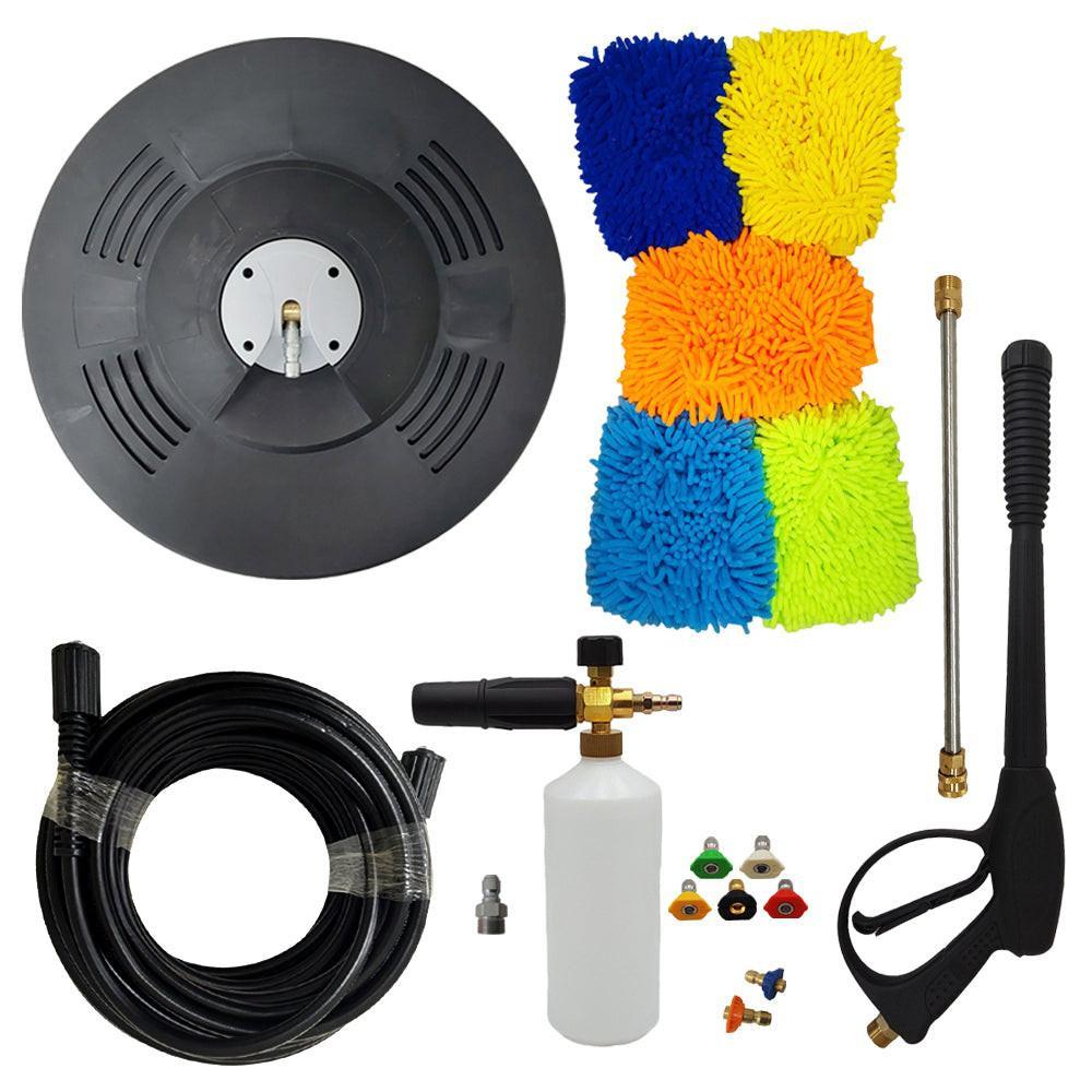 Proven Part 15" Surface Cleaner 3200 PSI, Hose M22 X M22 1/4" X 50', Pro-Gun, Gun-Wand An, Quick Connect, 5-Pack Tip Set 025, 2-Pack 2nd Story Nozzle, Quick Connect Plug 3/8" Steel Plug X M22 Male Threads, Microfiber Car Household Washing Cleaning Glove