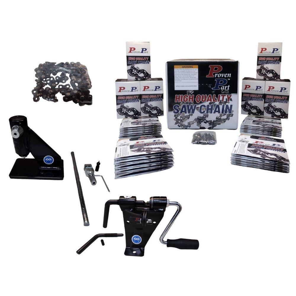 Proven Part 100Ft Roll 3/8" .050" Chisel Ripping Chainsaw Chain With Breaker and Spinner Kit