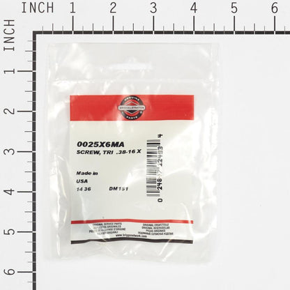 Briggs & Stratton Screw, Tri .38-16 X 25X6MA