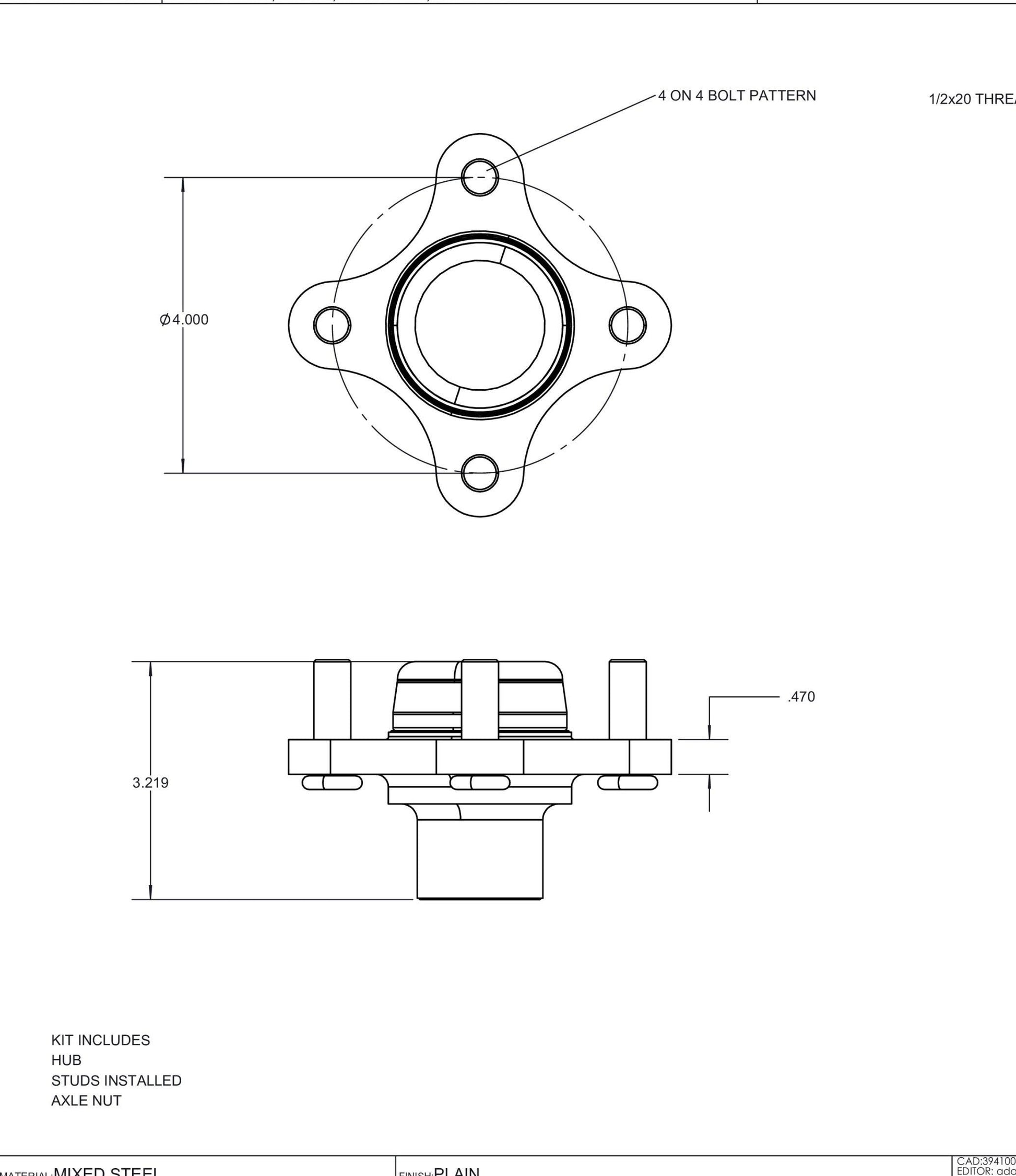 4 X 4 HG 71405 Hub For ZTO Units 39410013.