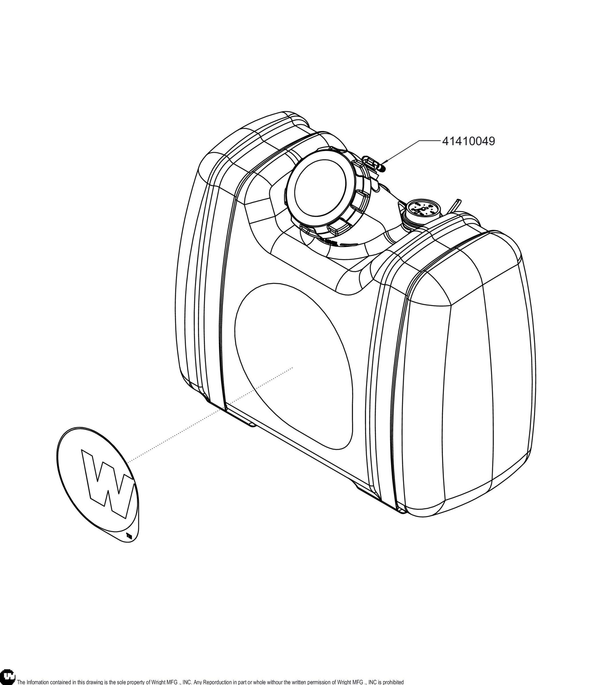 6 Gal Fuel Tank Assembly (Rep 41410049) 41410050.