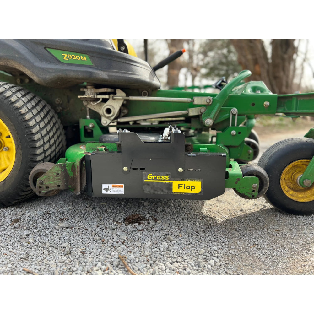 GrassFlap Direct Bolt for John Deere zero turn mowers with the 7-iron deck and 600 series stand-on mowers with Steel Blocker Plate and SE pedal 44JM70-5-A2