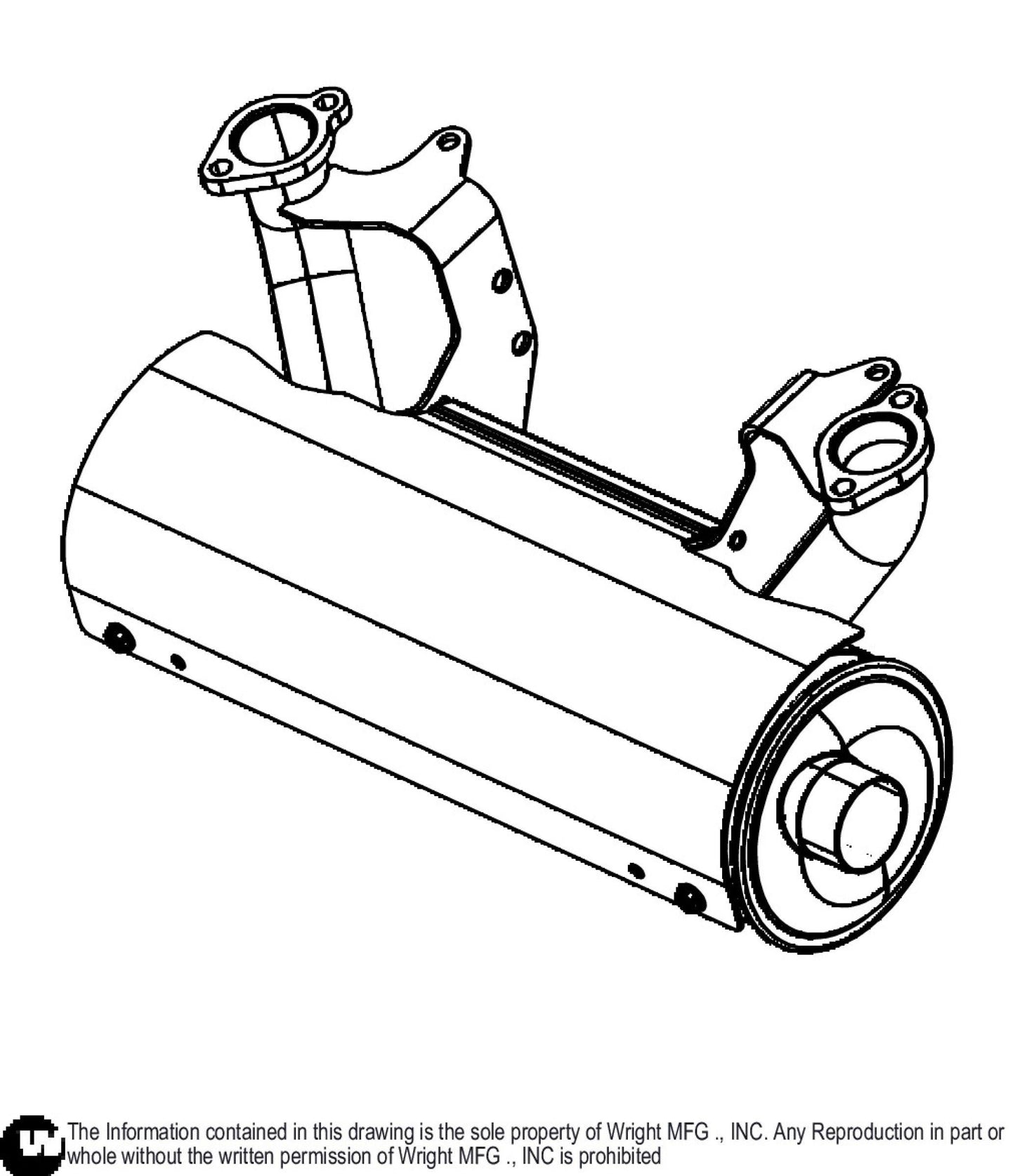 B&S 40HP Hor Low Mount Open Loop Muffler 51410121.