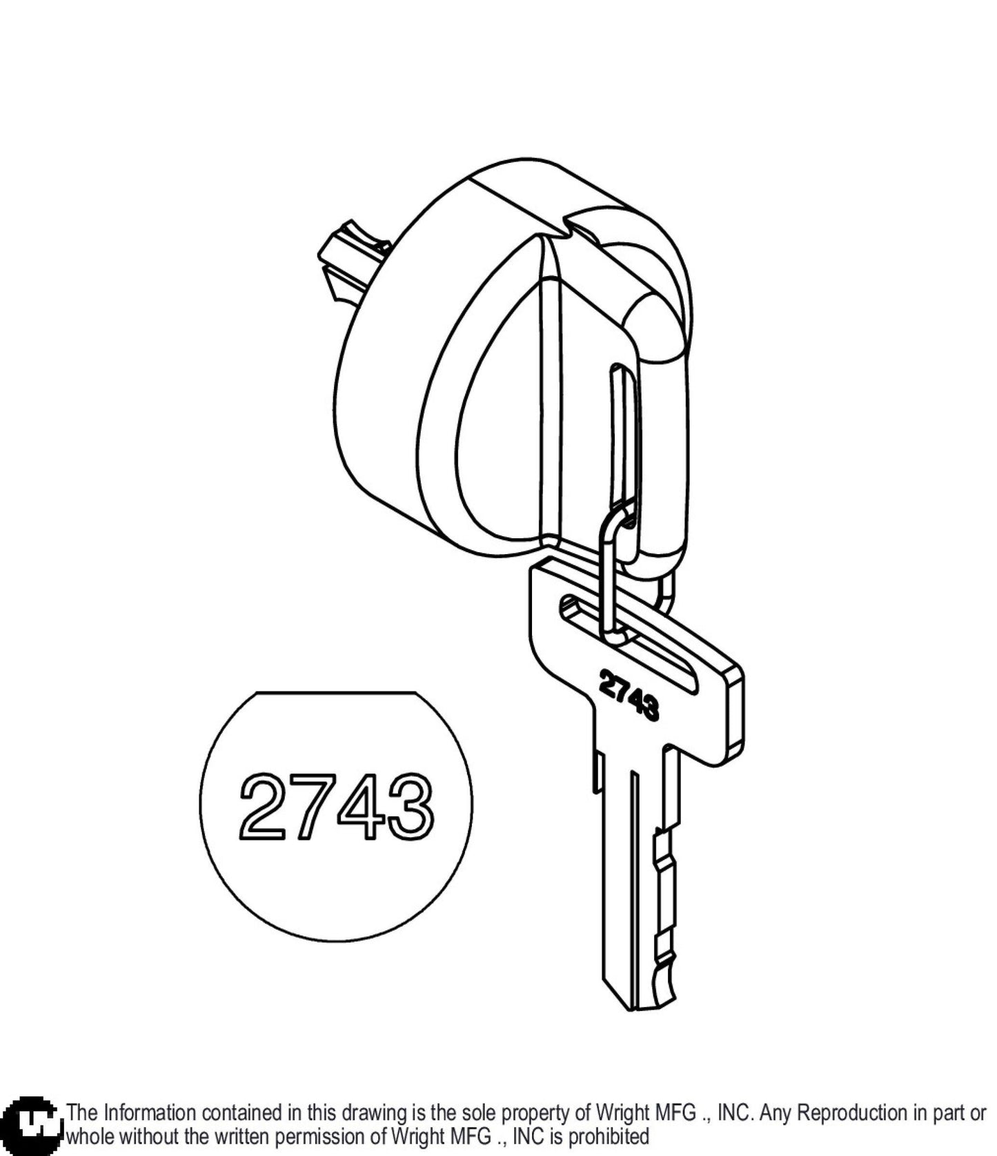 Bell Key For Sealed Ignition Switch #2743 ZXL 52420026.