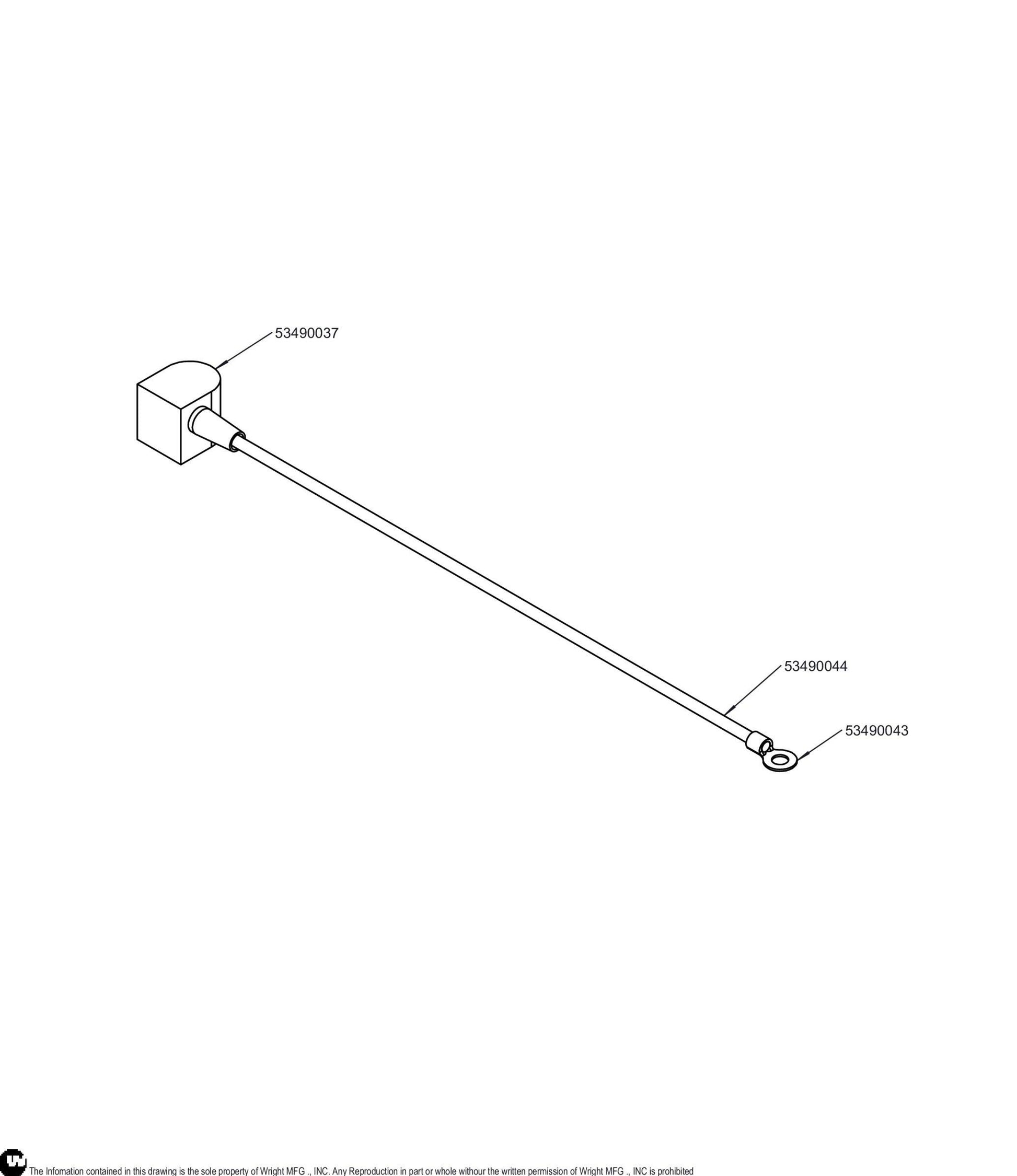 Red Battery Cable 17.50" W/ Lug Insulator 53490042.
