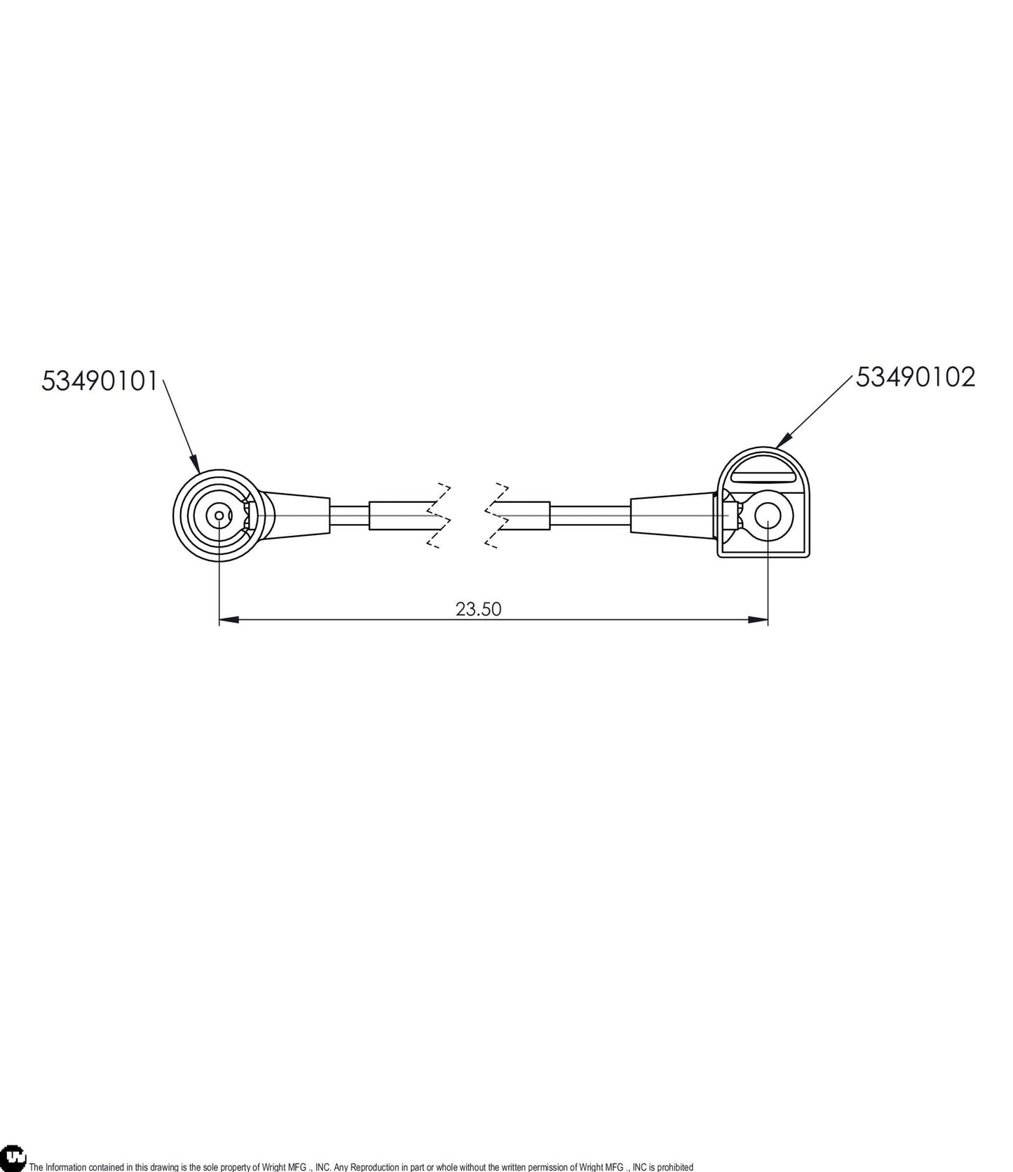 WV2 Red Battery Cable 23.5 53490070.