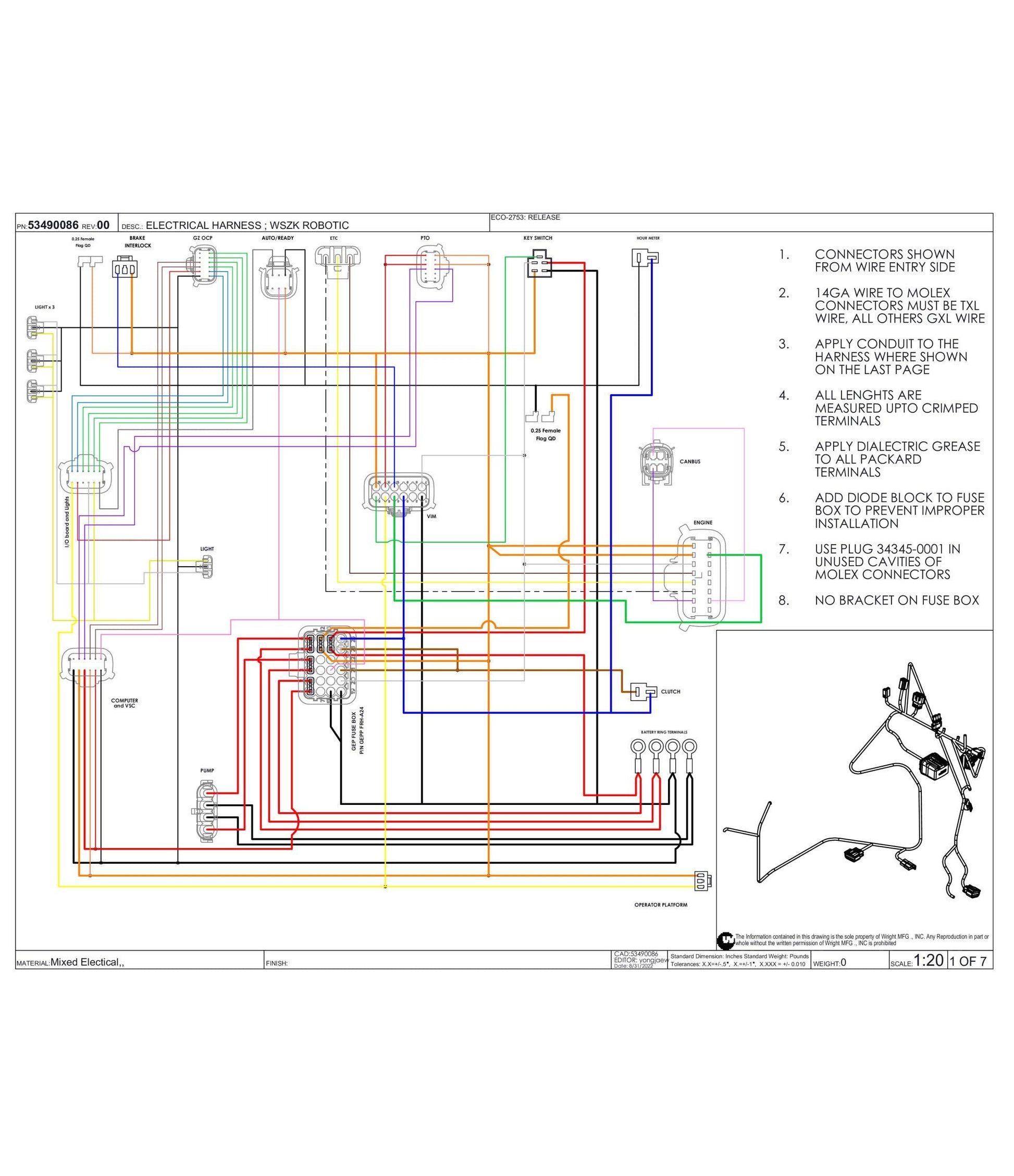 WSZK Robotic Electrical Harness 53490086.
