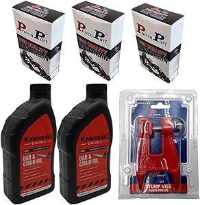 Proven Part (3) 18" Full Skip Chain For 18" Bar 0.325" Pitch .050" Gauge 68DL Fits Oregon 20JPX068G (2) Qt Oil (1) Stump Vise