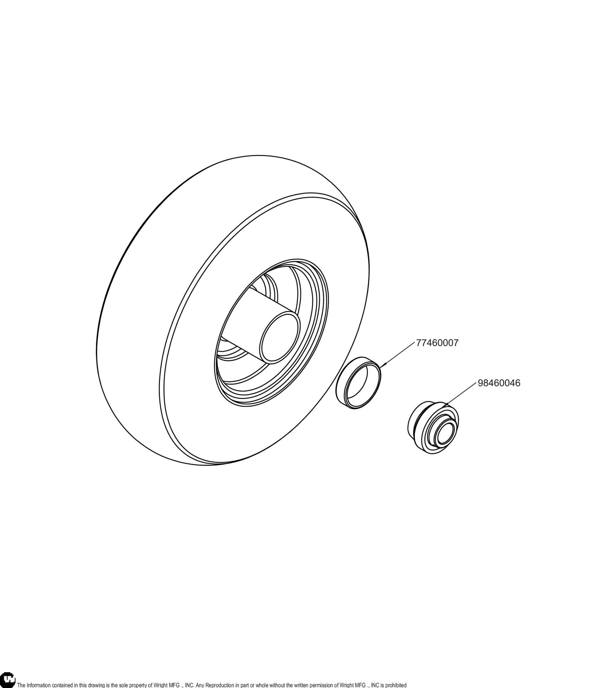 Black Rim No Flat Wheel Assembly 11X4.00-5 72460026.