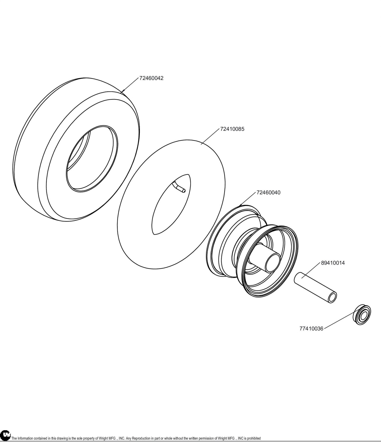 Sealed Bearing Caster Wheel Assembly 11X 4 - 5 72460040.