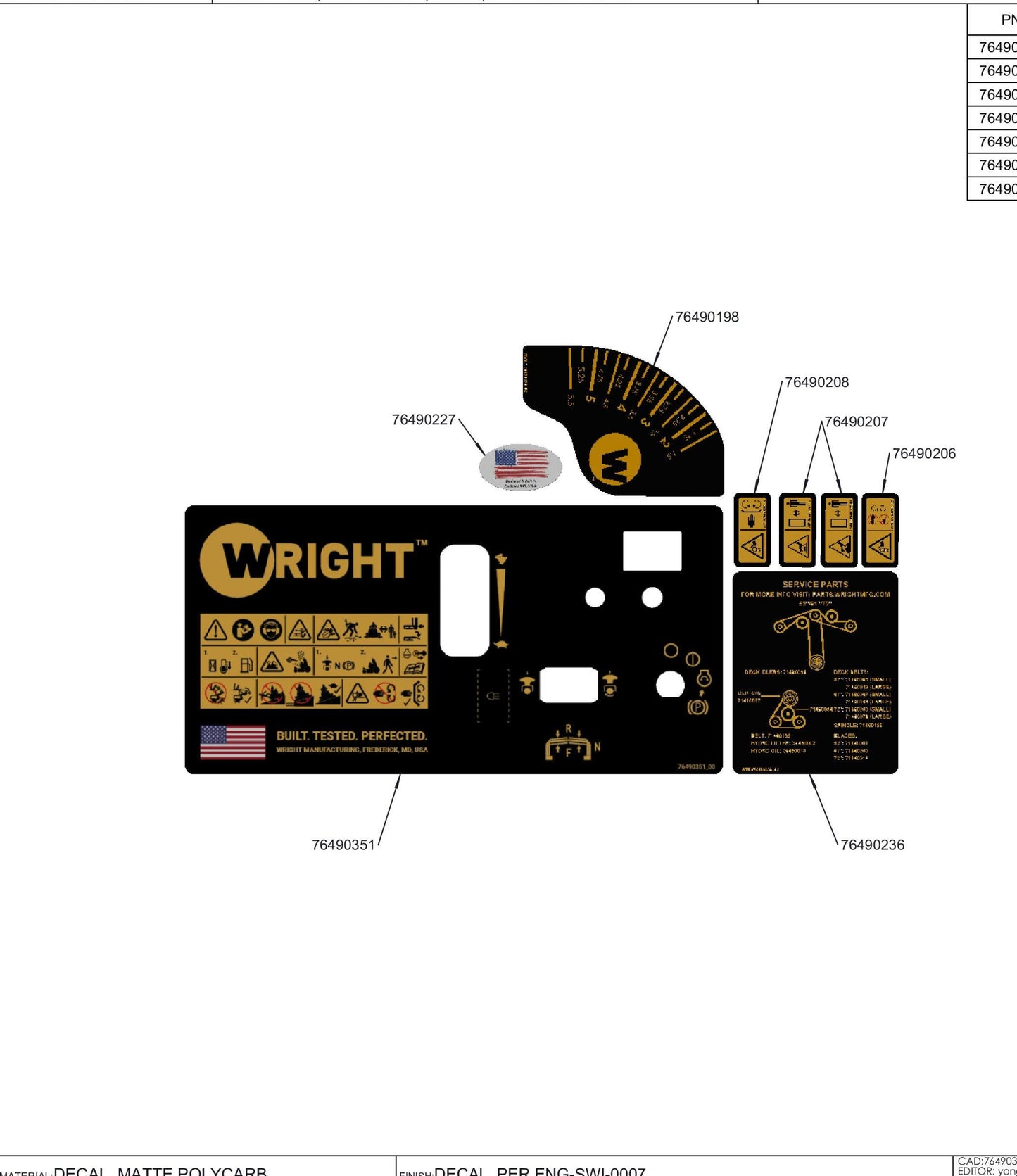 ETC Compatible WSZK Master Kit Decal 76490350.