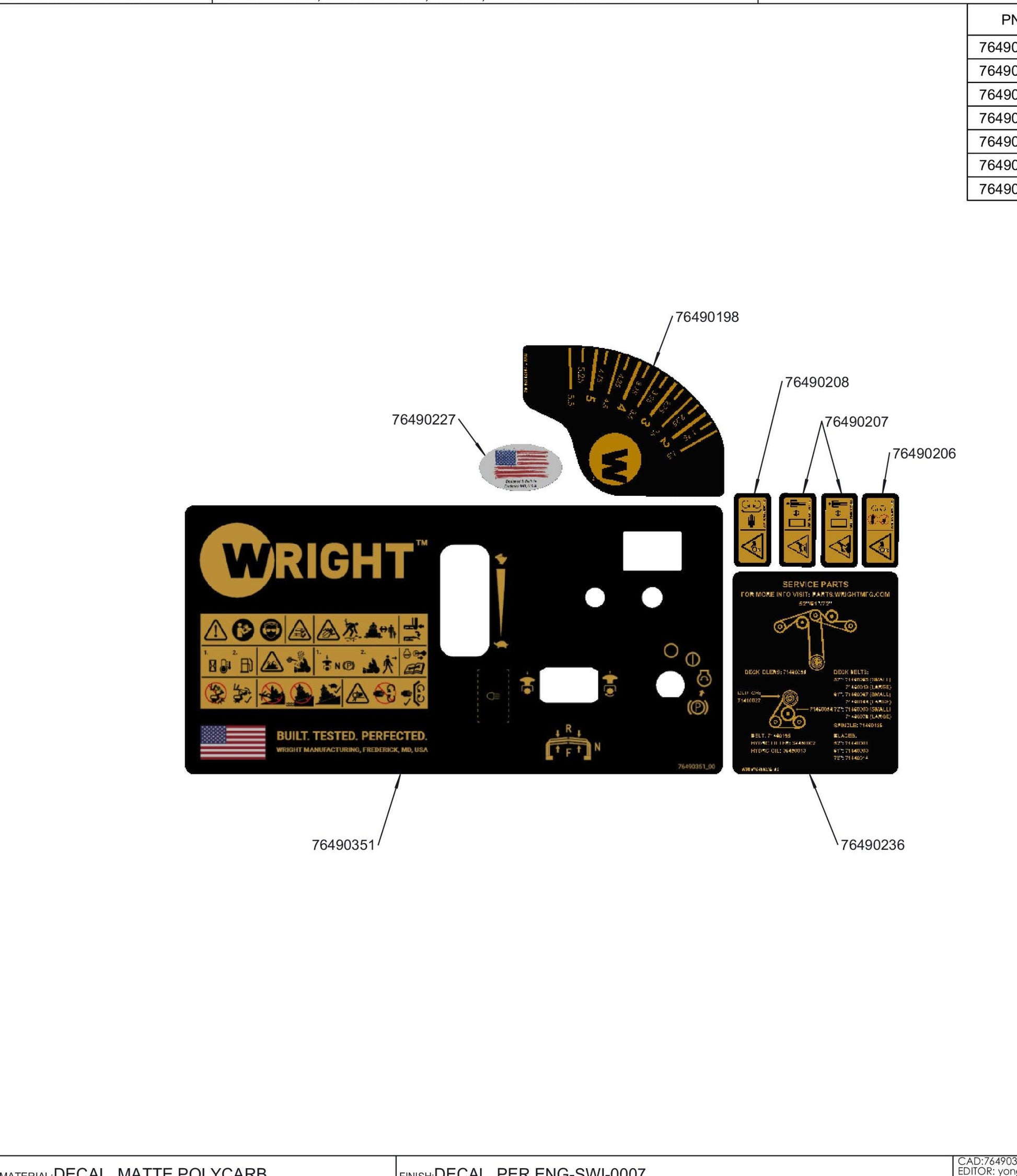 ETC Compatible WSZK Master Kit Decal 76490350.