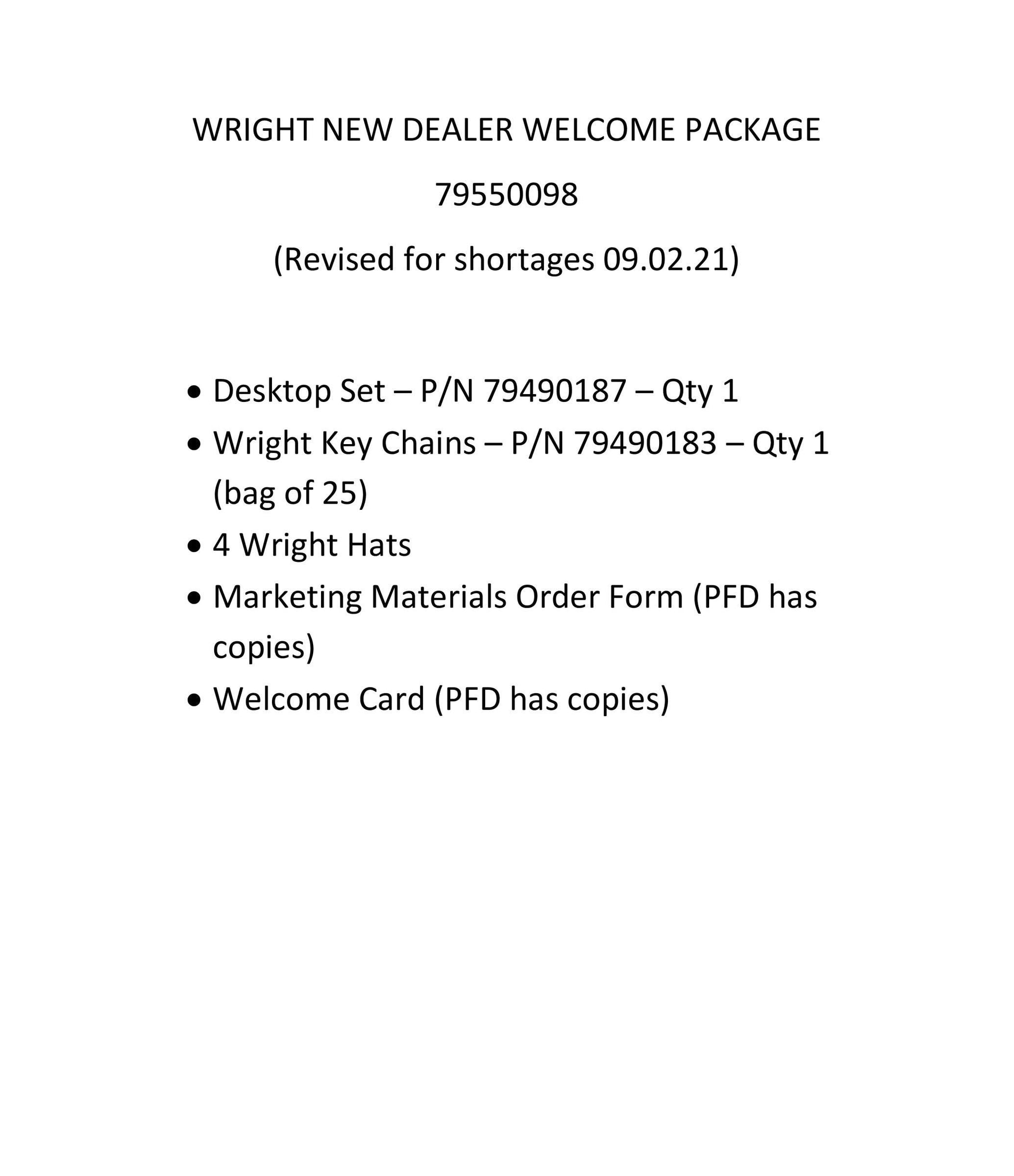 New Dealer Welcome Kit 79550098.