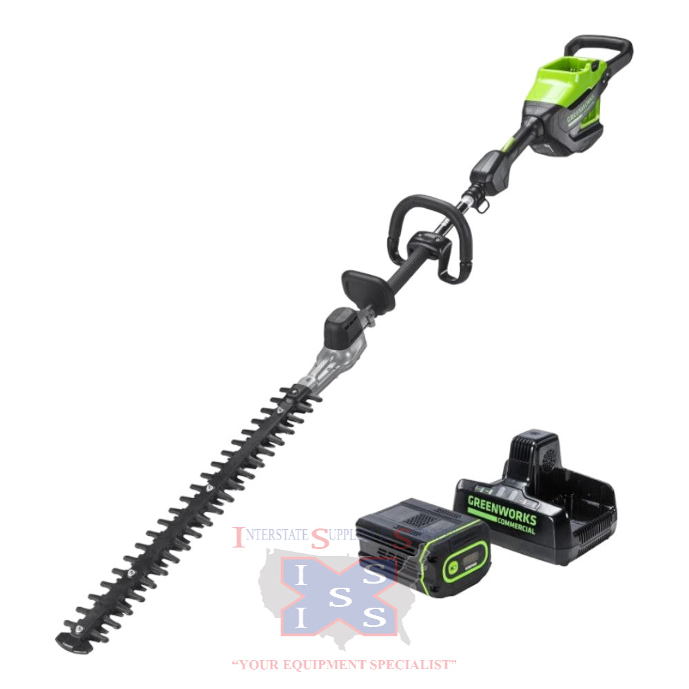 82V Short Pole Hedge Trimmer with 2.5 Ah Battery and Dual Port C