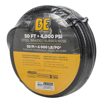 BE 50' 3/8" Single-Braid Black Hose with Brass Quick Connect 85.238.151