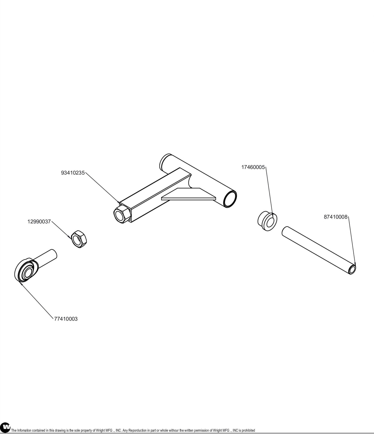WZK Deck Control Arm Assembly (Rep 93410235) 98410129.