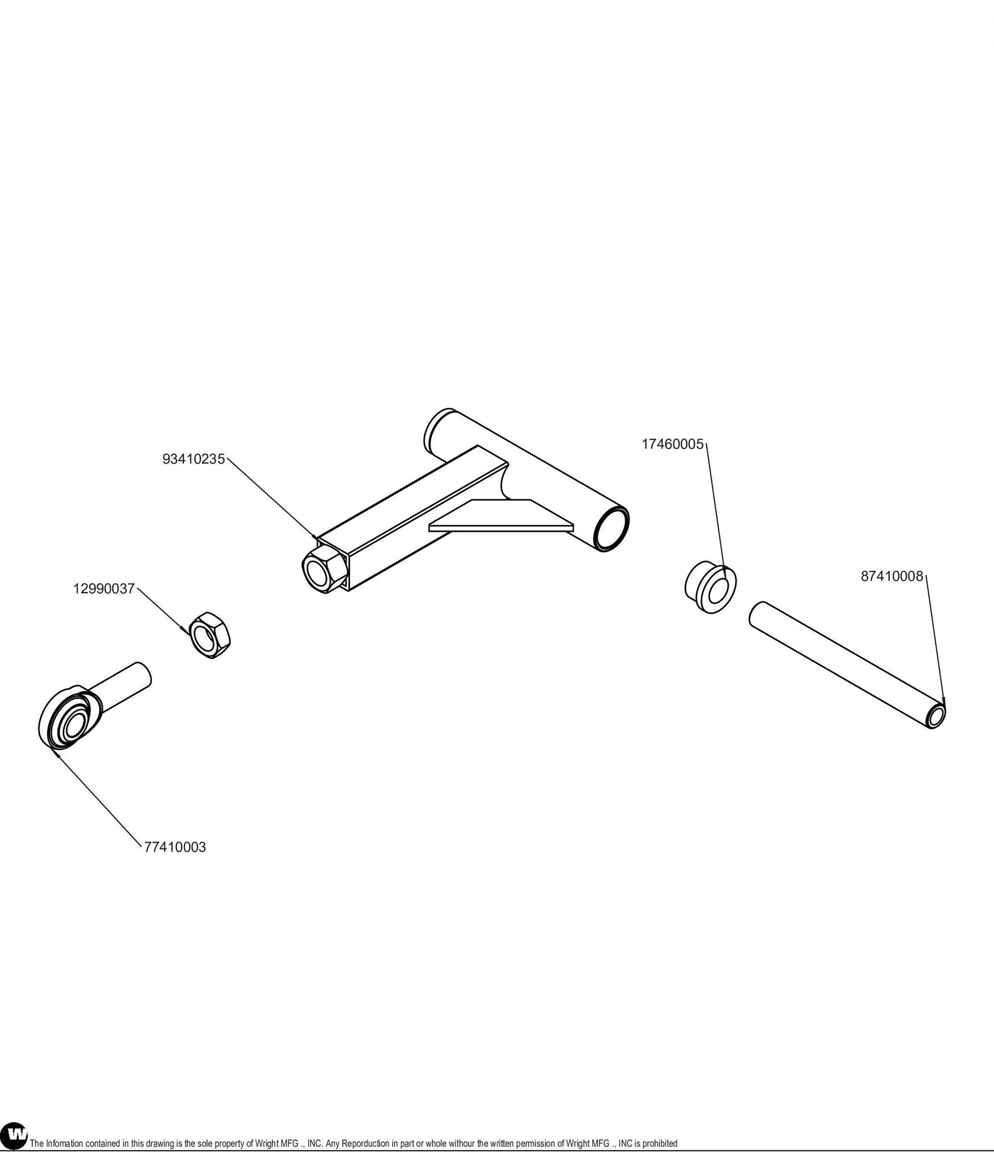 WZK Deck Control Arm Assembly (Rep 93410235) 98410129.