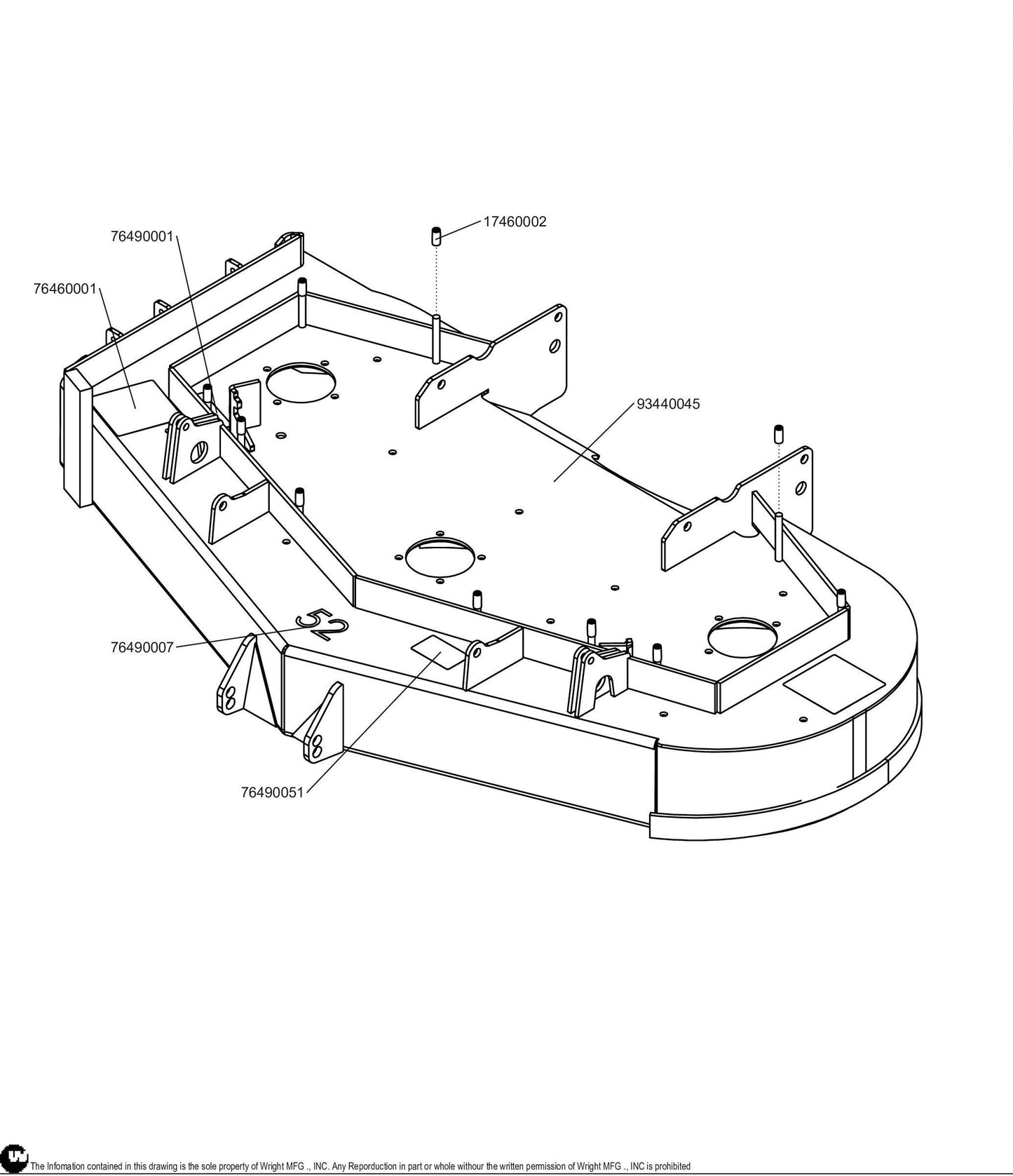 52" WZK Cutter Deck Assembly 98440004.