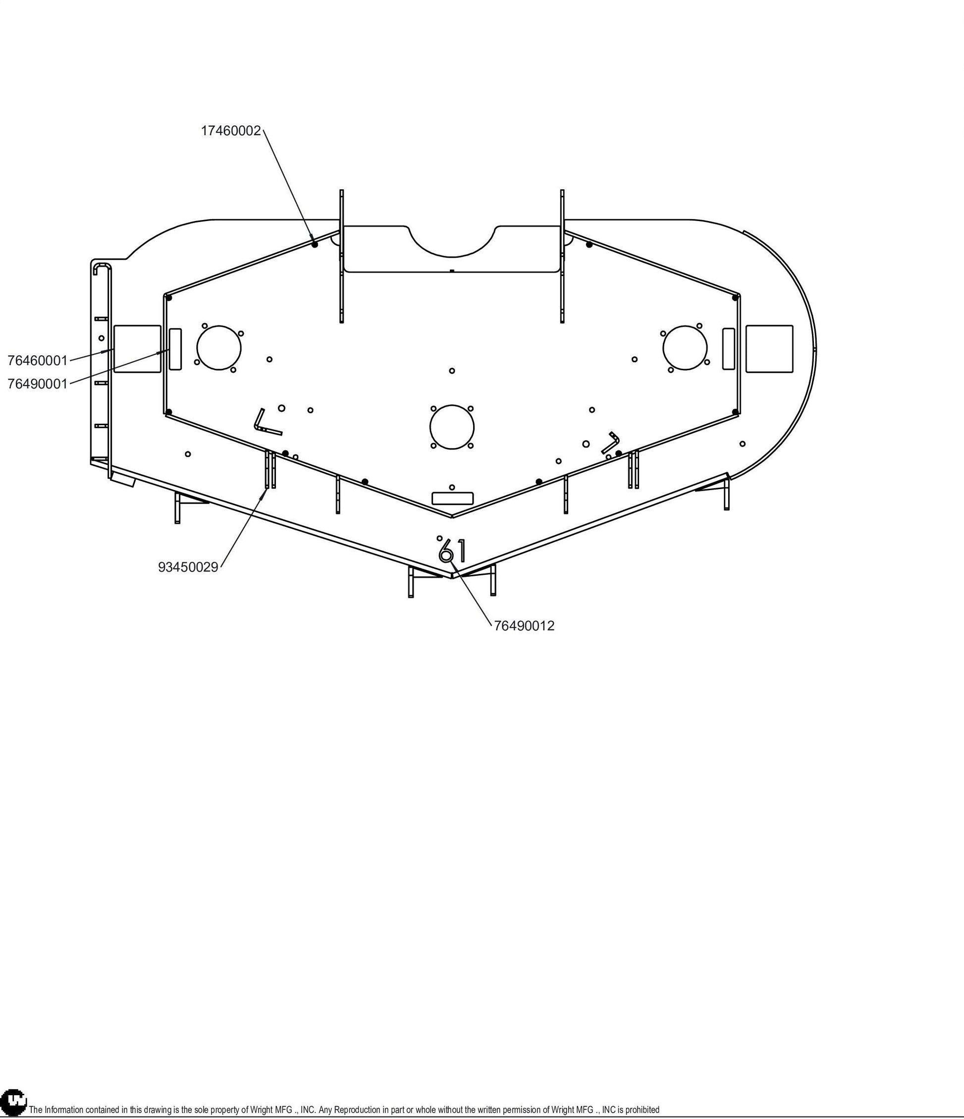 61 Inch WZK Special Order Cutter Deck Assembly 98450003.