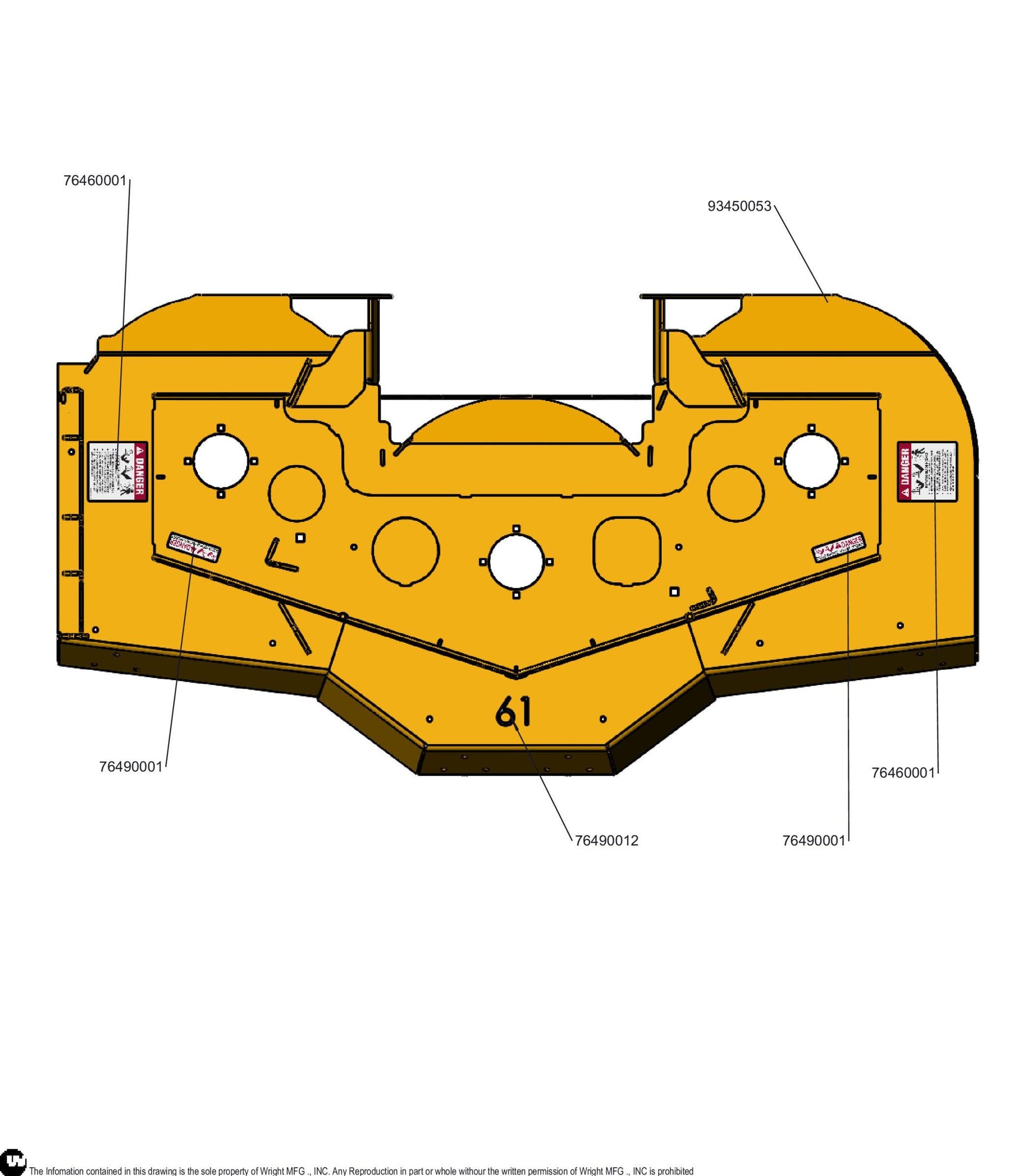 61 WZ / WZTO Cutter Deck Service Assembly 98450011.