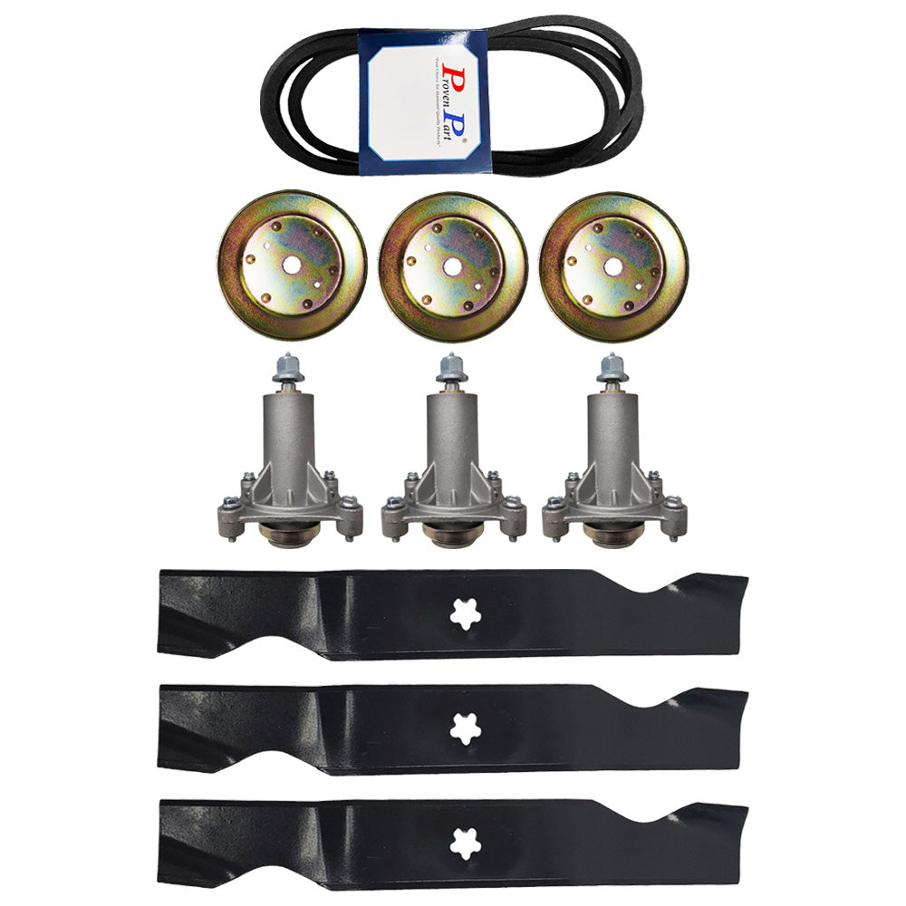 Proven Part Mower Deck Rebuild Kit For Belt Blades Spindles Pulleys 532153535 532187292 532187254 532196103
