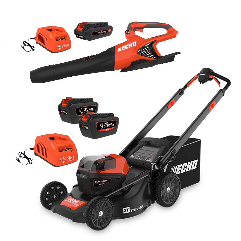 Echo 56V Self-Propelled 21" Lawn Mower w/ (2) 5Ah Batteries & Rapid Charger Kit + FREE Leaf Blower Kit