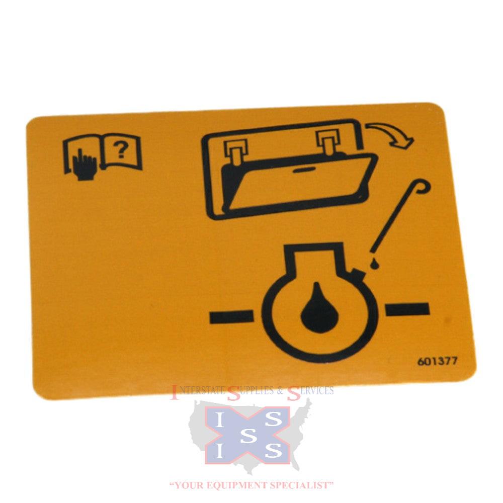 Hustler Turf Decal Check Engine O 601377