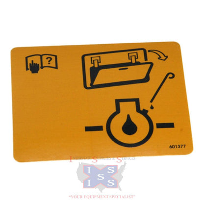 Hustler Turf Decal Check Engine O 601377