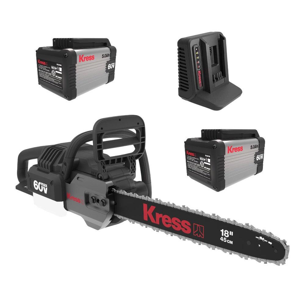 Kress 60V 18-inch Brushless Chainsaw Kit + FREE Extra 5Ah Battery