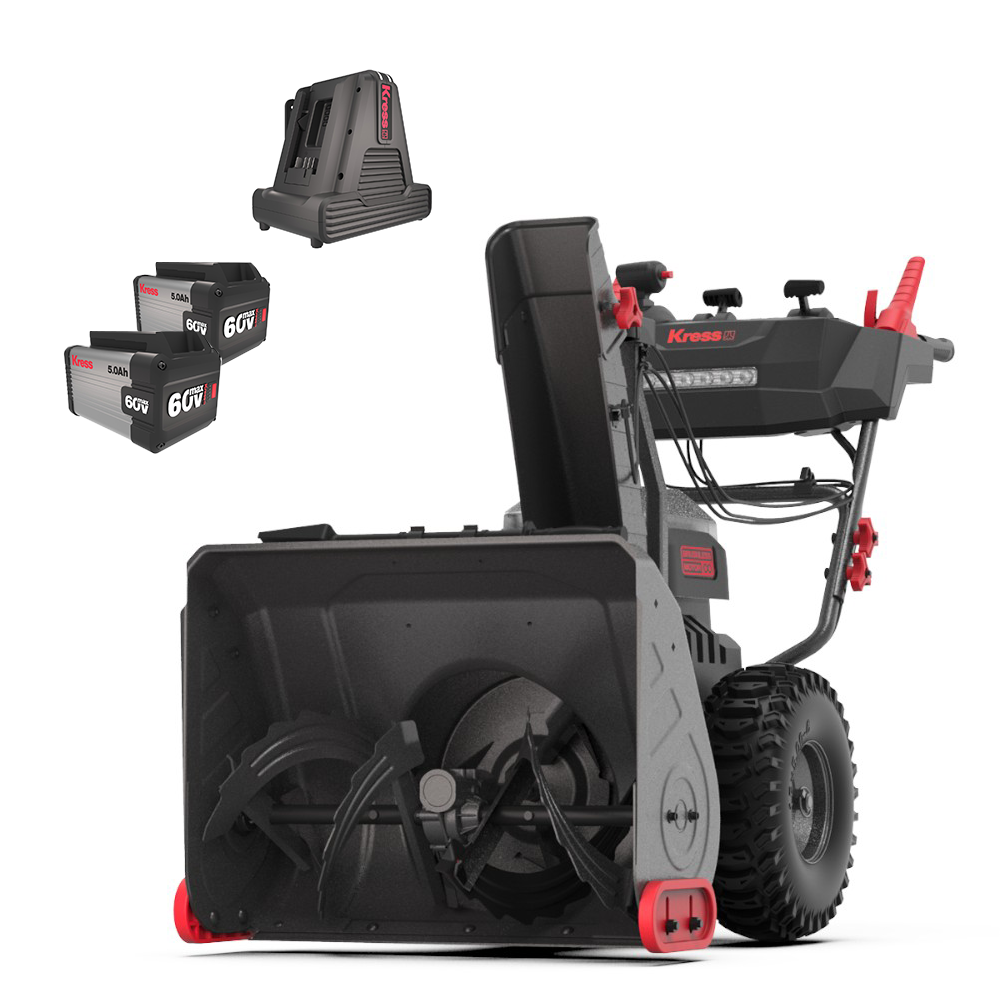 Kress 60V 24-inch 2-Stage Snow Thrower (2 x 5Ah Batteries + 8A Dual Port Charger)