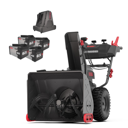 Kress 60V 24-inch 2-Stage Snow Thrower (4 x 5Ah Batteries + 8A Dual Port Charger)