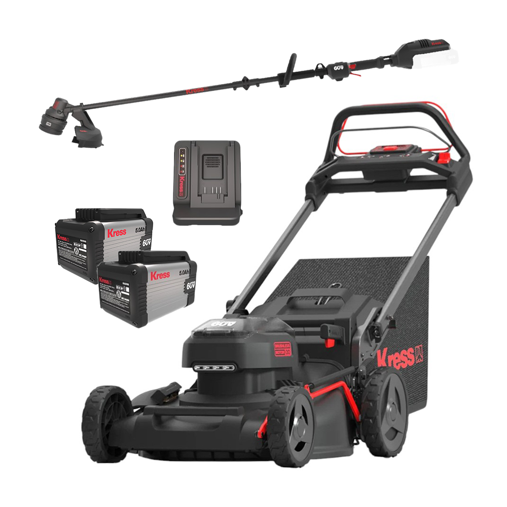 Kress 60V 21-inch Steel Deck Self-Propelled Mower Kit + FREE String Trimmer