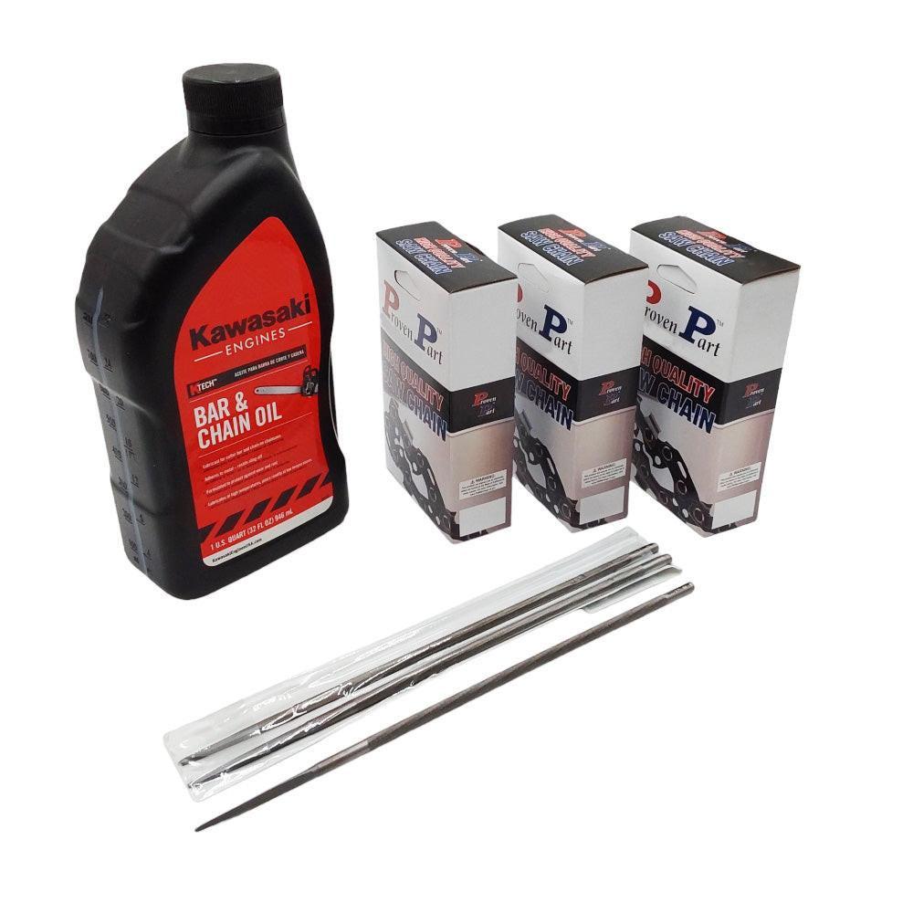 Proven Part (3) 18" Full Skip Chain For 18" Bar 0.325" Pitch .050" Gauge 68DL Fits Oregon 20JPX068G (1) Qt Oil (3) Files