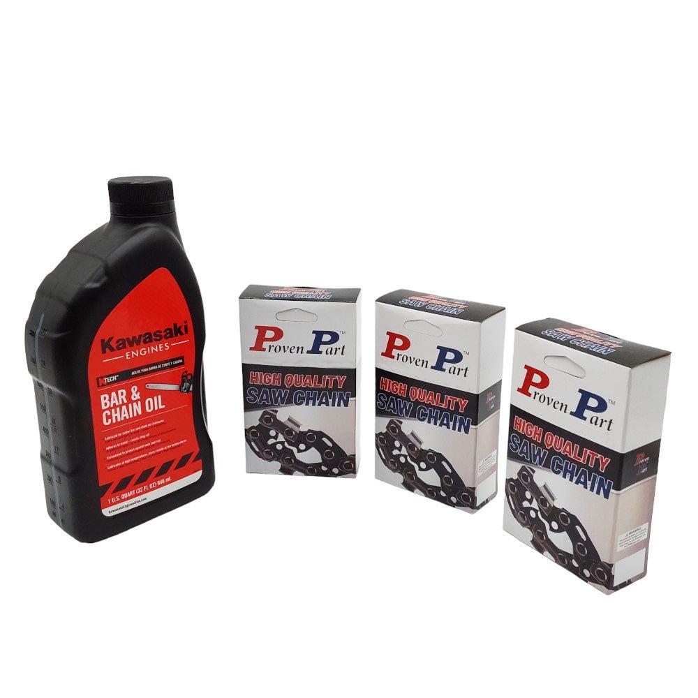 Proven Part (3) 16" Full Skip Chain For 16" Bar 3/8" Pitch .050" Gauge 60DL Fits Stihl 3676 005 0060 (1) Qt Oil