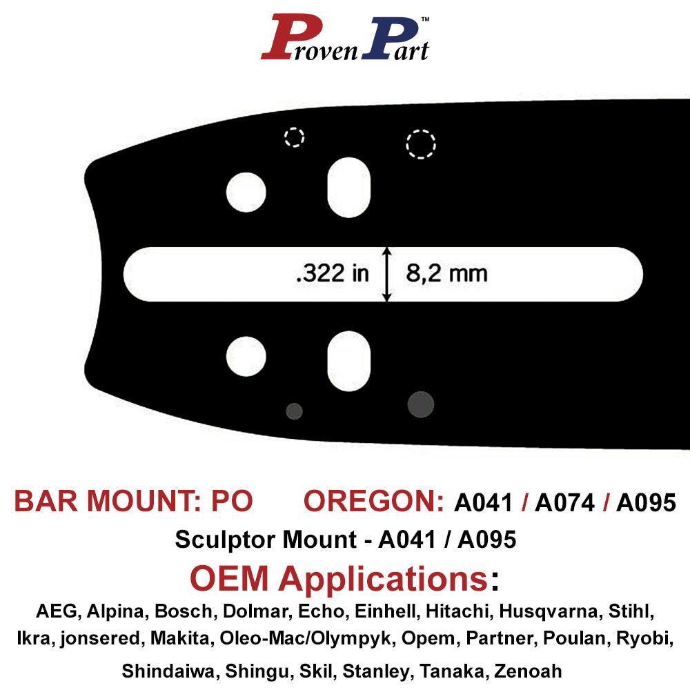 Proven Part 16" Chainsaw Bar And Full Chisel Chain Combo 3/8"LP .050" 57DL For Husqvarna Fits 599583956