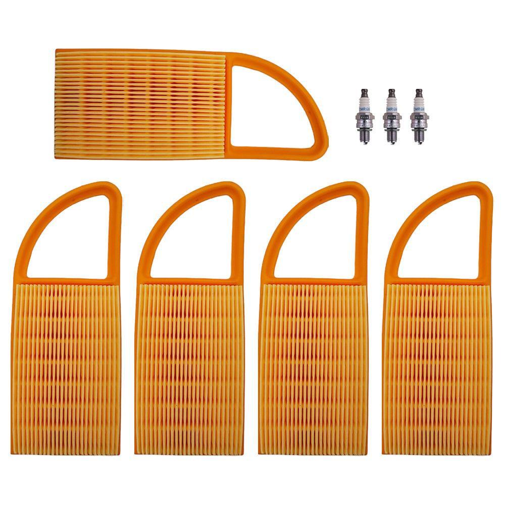 5PK Air Filter With Spark Plug Combo For Stihl BR500 BR600 BR700 Fits 4282 141 0300
