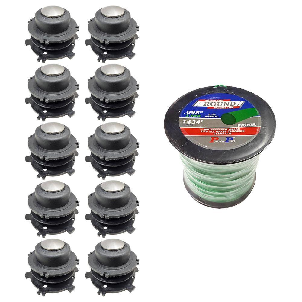 (10) Trimmer Spools & Line Fits 27-2 and 25-2 For Stihl 4002 713 3017 4002 710 4321